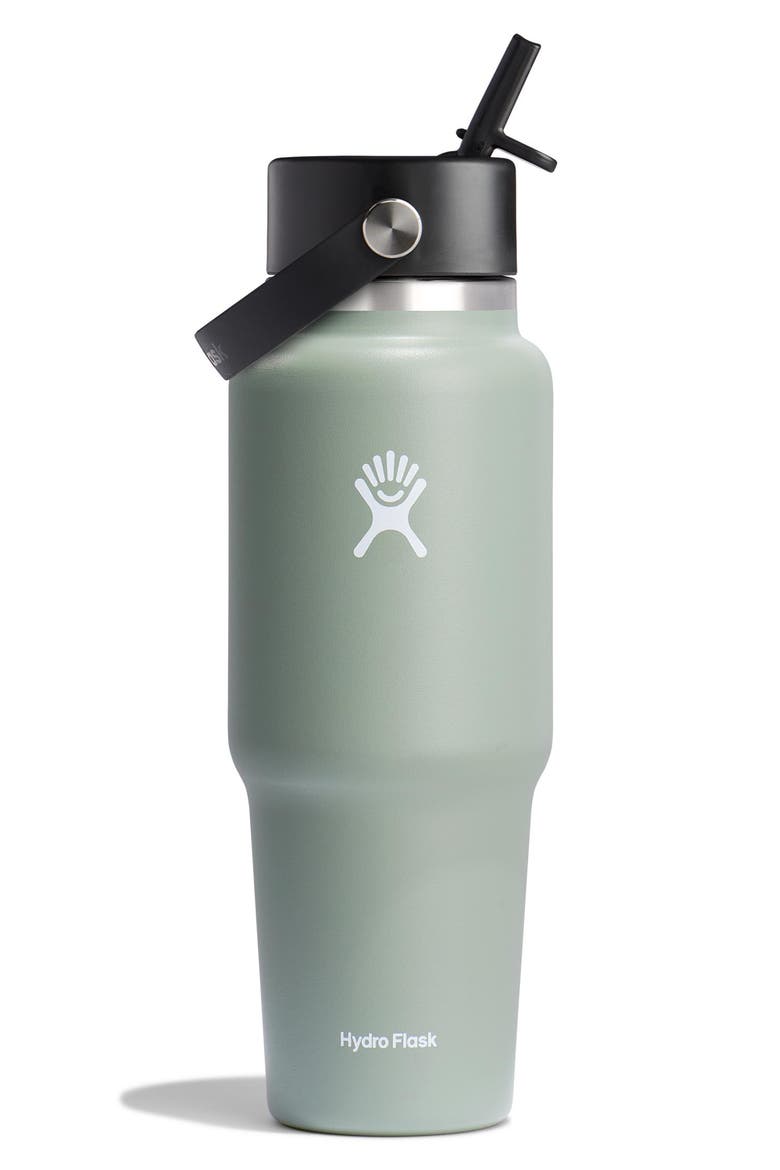 32-Ounce Wide Mouth Travel Water Bottle with Flex Straw Cap, Main, color, AGAVE