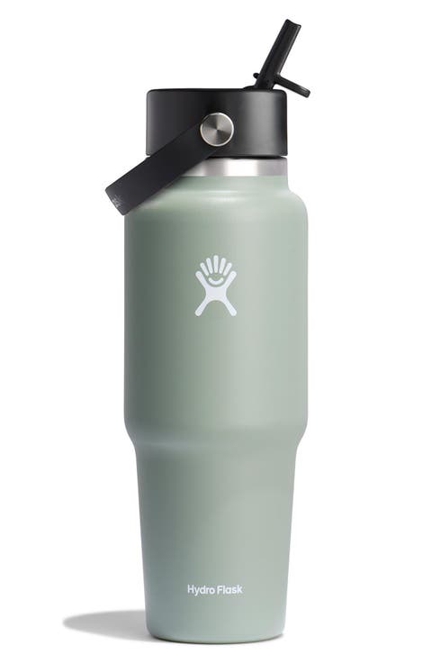 32-Ounce Wide Mouth Travel Water Bottle with Flex Straw Cap