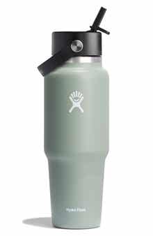 32-Ounce Wide Mouth Travel Water Bottle with Flex Straw Cap
