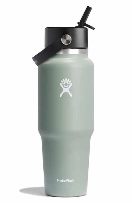 32-Ounce Wide Mouth Travel Water Bottle with Flex Straw Cap