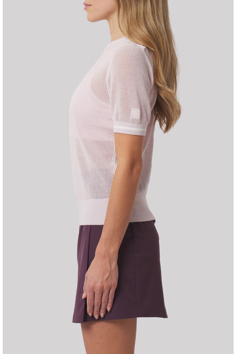Sydney Cotton Mesh Golf T-Shirt, Alternate, color, PETAL PINK/ WHITE