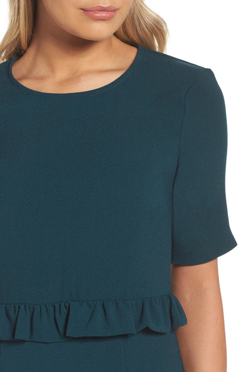 Charles Henry Ruffle Crepe Sheath Dress, Alternate, color,