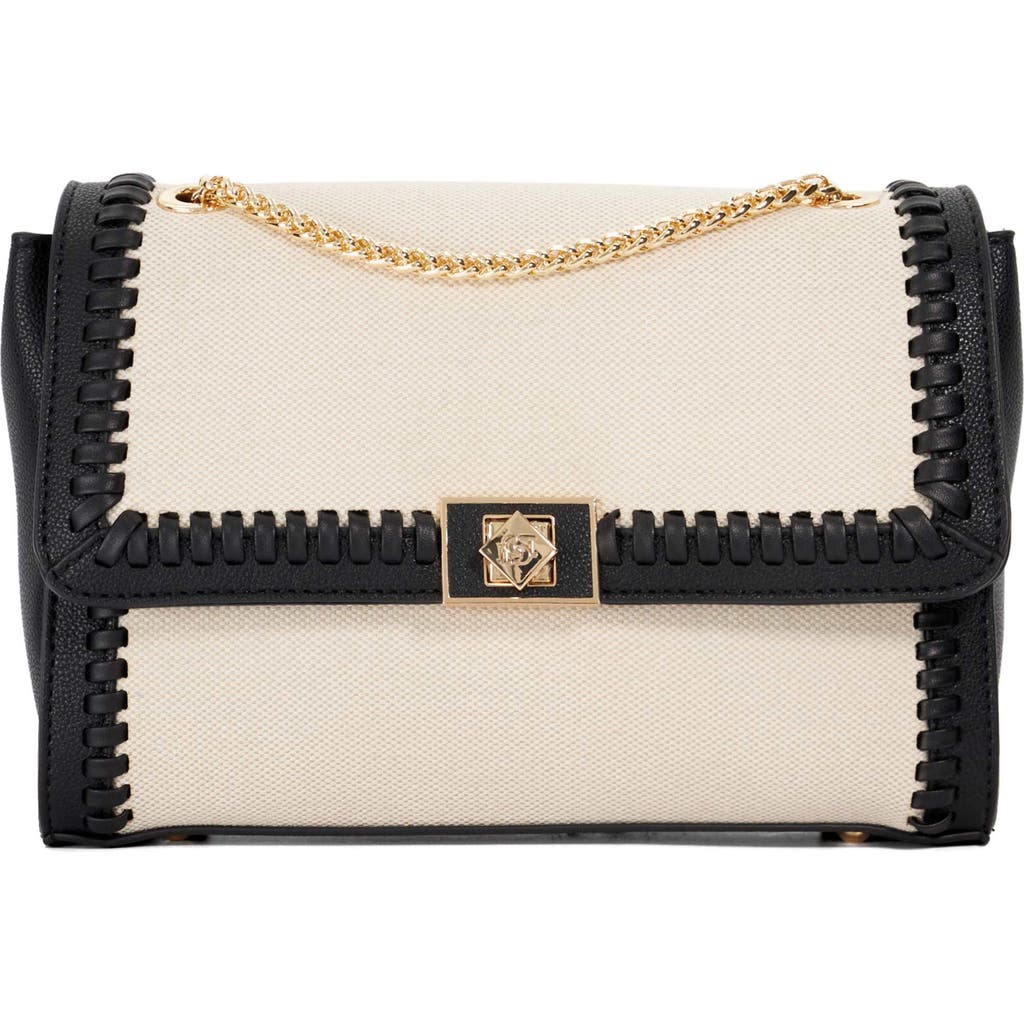 Dune London Diligently Convertible Canvas & Faux Leather Shoulder Bag In Ivory/black