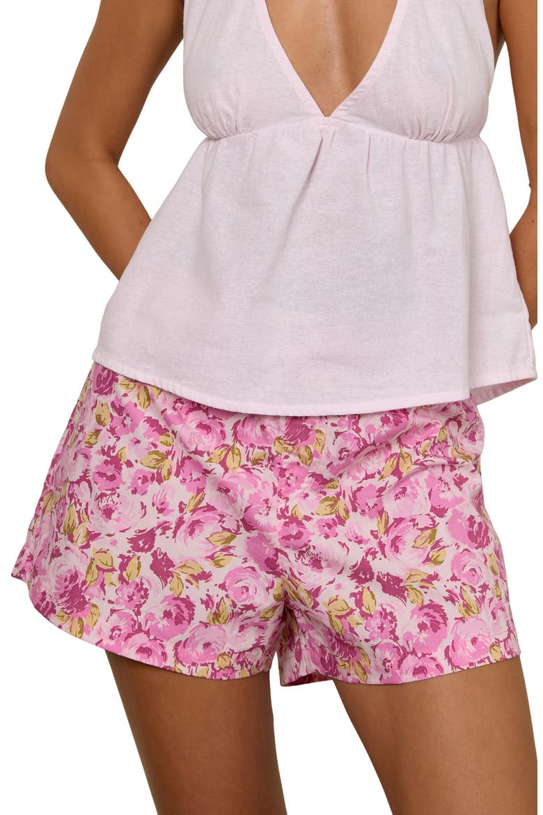 Verie Floral Cotton Shorts, Main, color, BLOSSOM FLORAL PINK