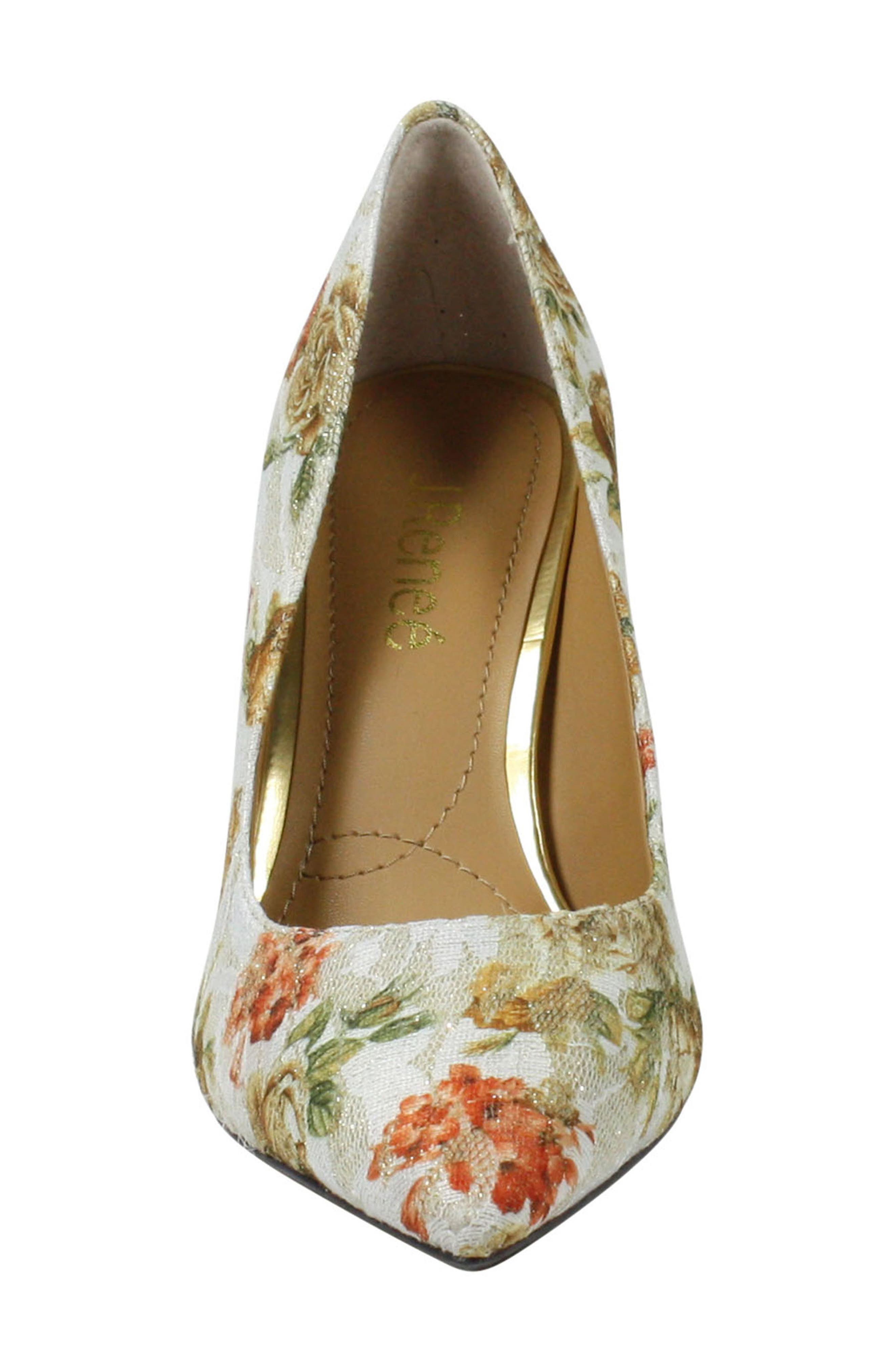 Maressa Pointed Toe Pump, Alternate, color, WHITE/ GOLD FABRIC