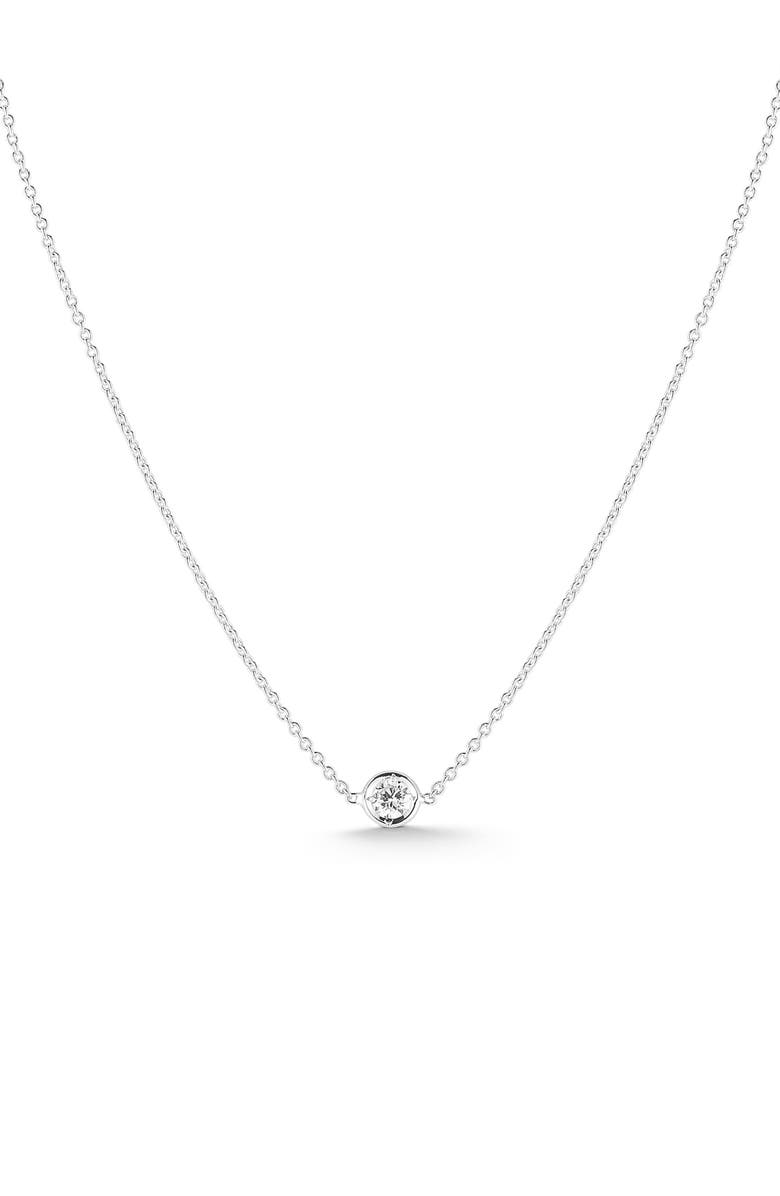 Roberto Coin Tiny Treasures Diamond Bezel Necklace, Main, color, White