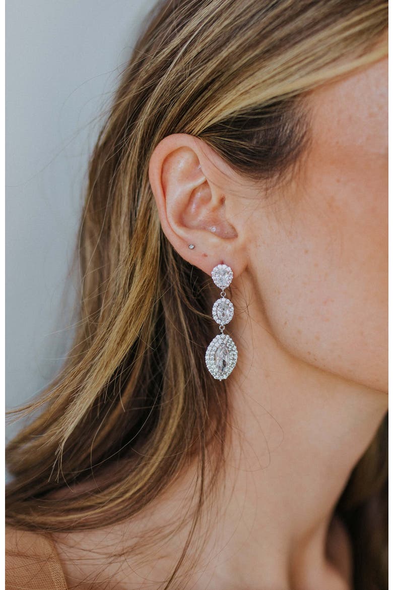 Annette Crystal Drop Earrings, Alternate, color, Silver