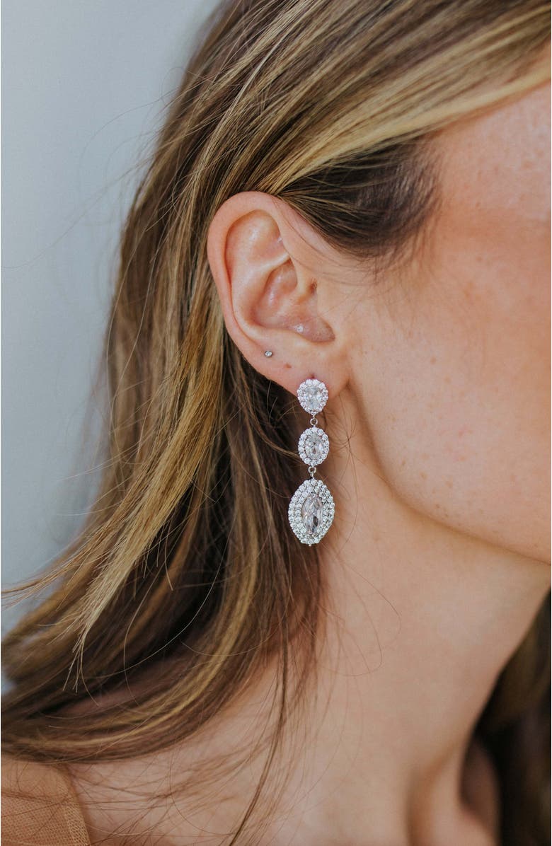 Untamed Petals Annette Crystal Drop Earrings, Alternate, color, Silver