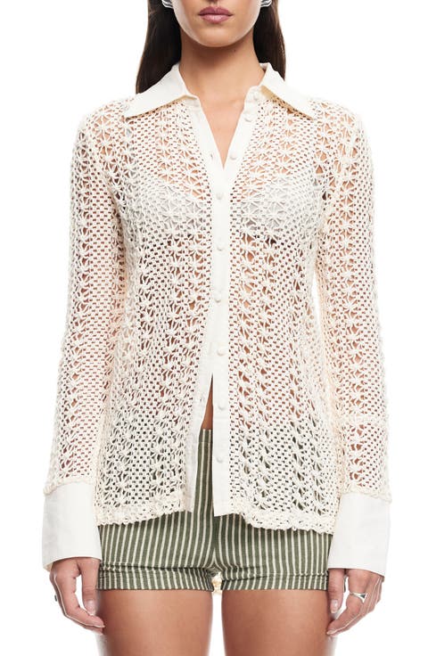 Unveiling Floral Lace Button-Up Shirt