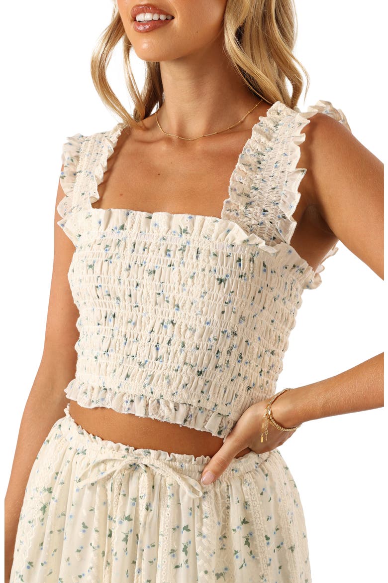 Amberlyn Floral Smocked Crop Top, Main, color, BLUE FLORAL