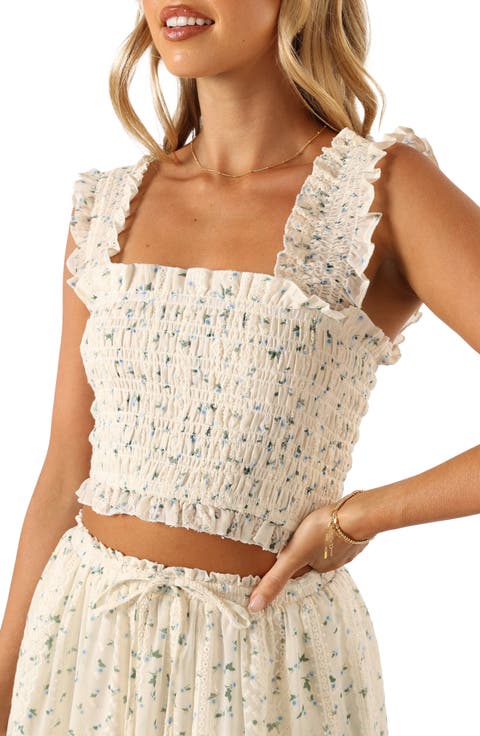 Amberlyn Floral Smocked Crop Top