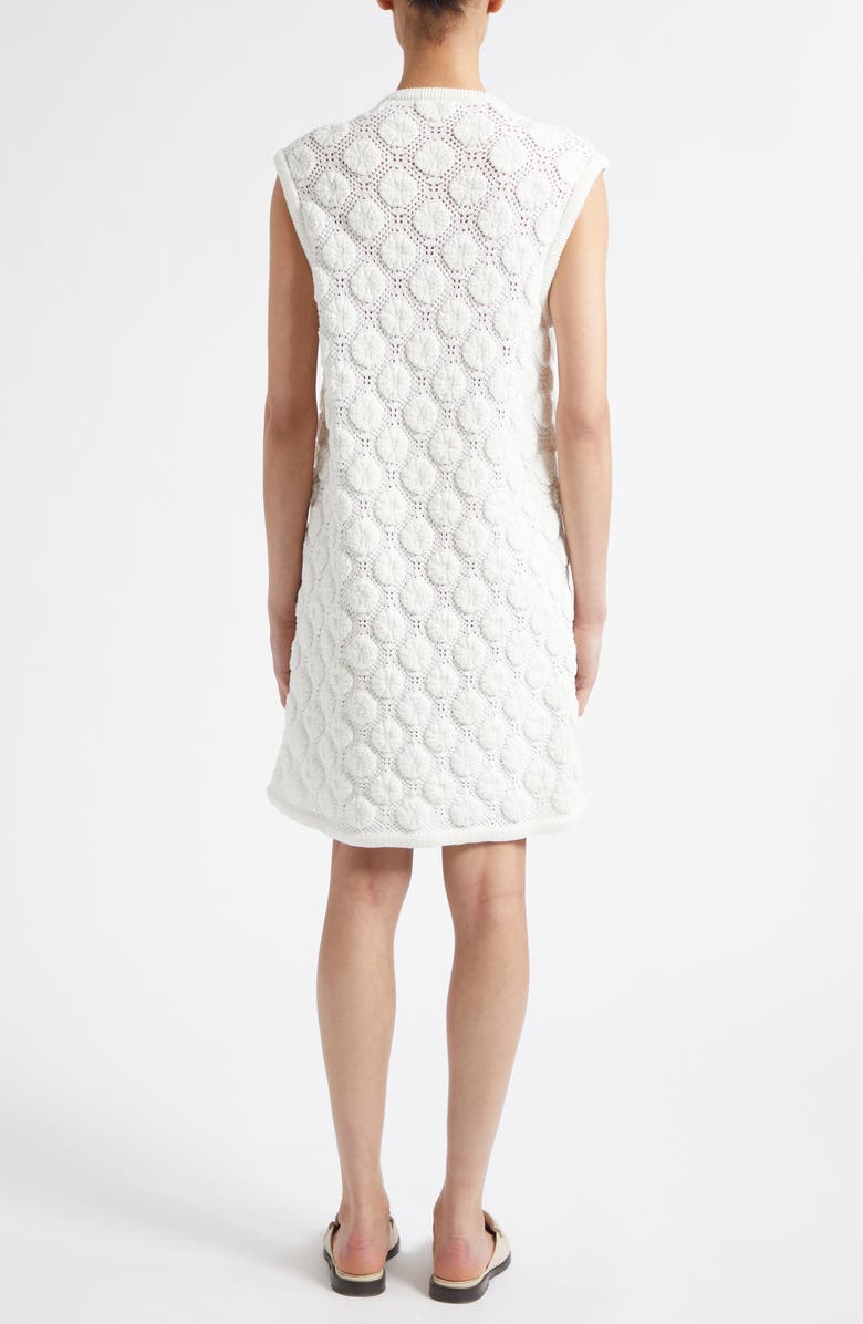 Burberry Brittany Crochet Stitch Sleeveless Mini Sweater Dress, Alternate, color, White