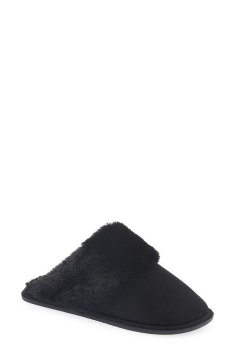 Microsuede Faux Fur Slipper