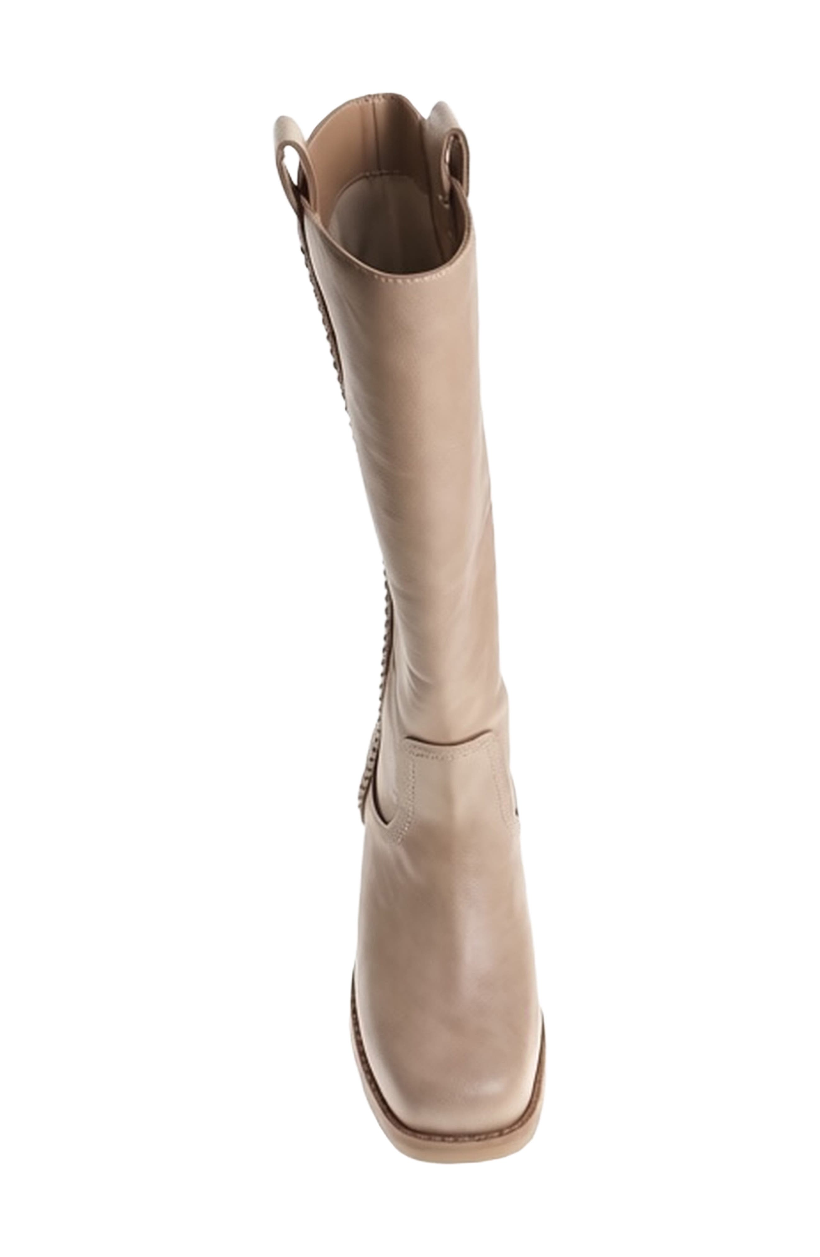 Underhill Knee High Faux Leather Boot, Alternate, color, SEMOLINA