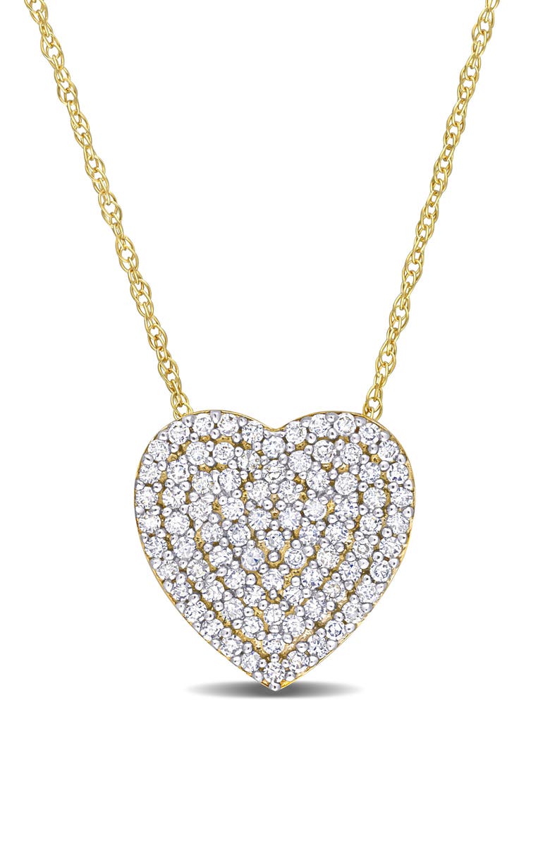 DELMAR Diamond Pavé Heart Pendant Necklace - 0.25ct., Main, color, Gold