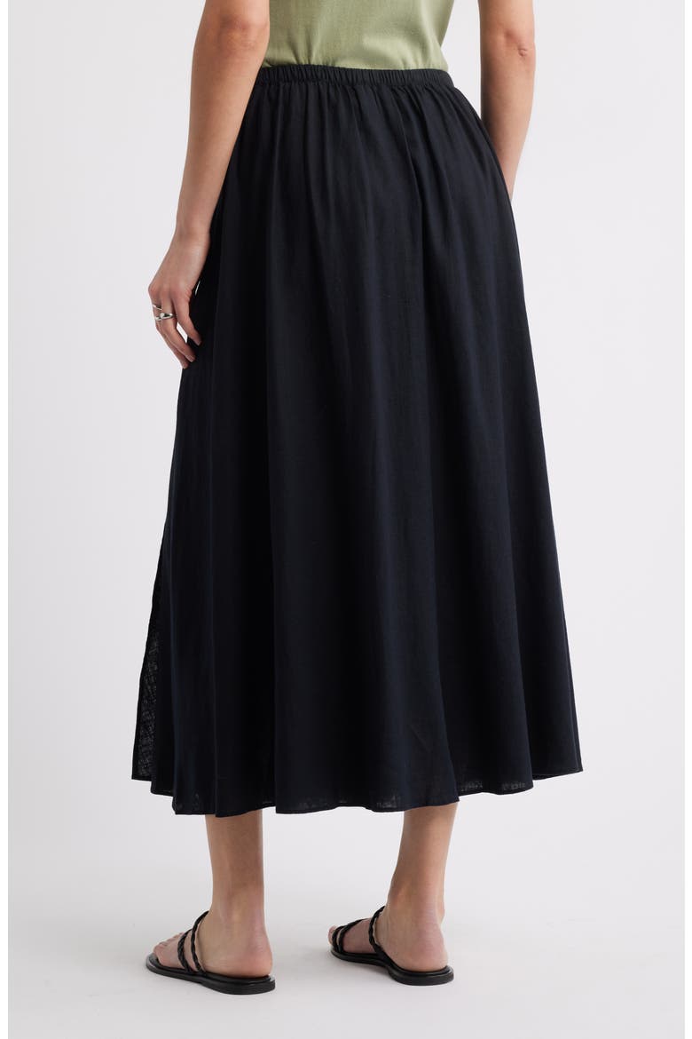 Waist Tie Linen Blend Skirt, Alternate, color, BLACK