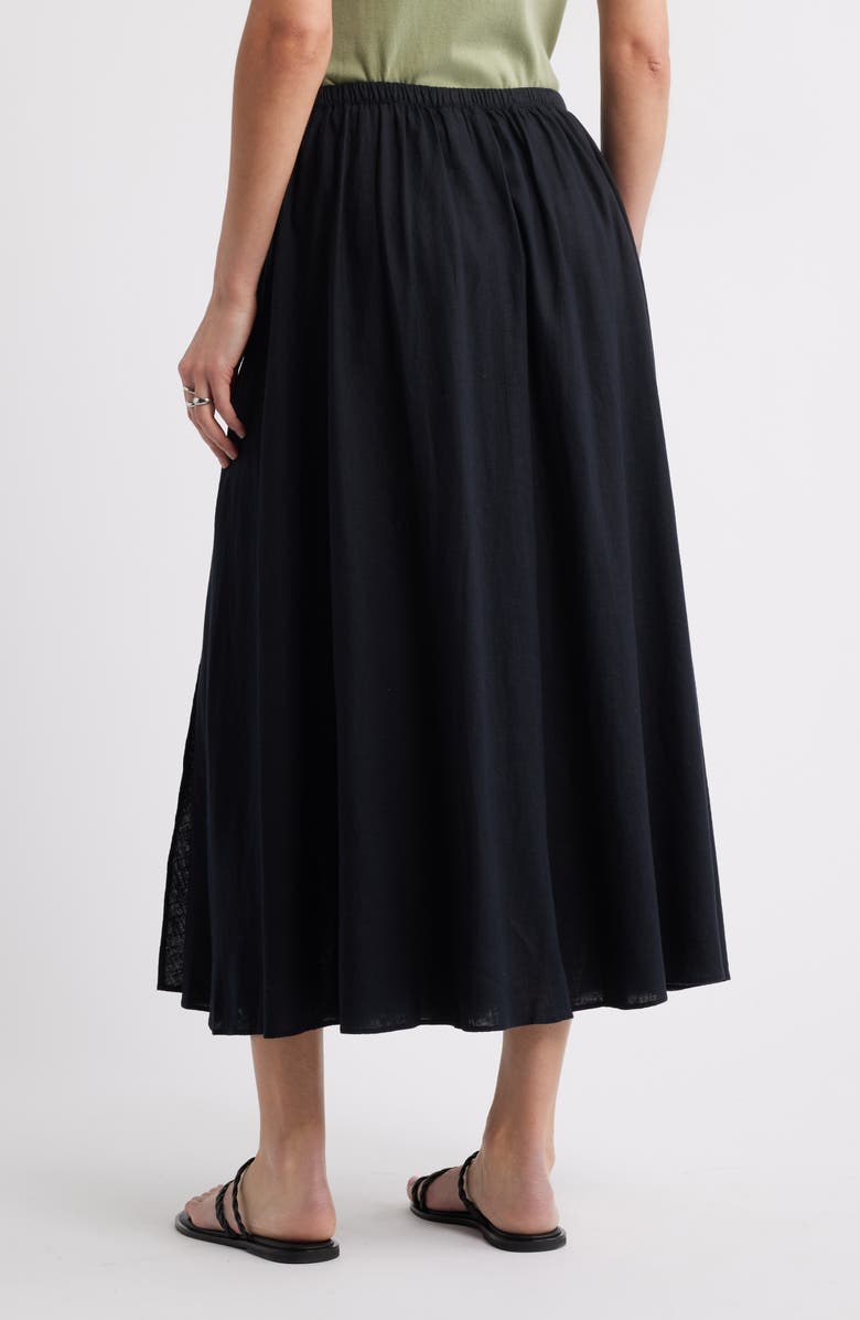 Caslon<sup>®</sup> Waist Tie Linen Blend Skirt, Alternate, color, Black