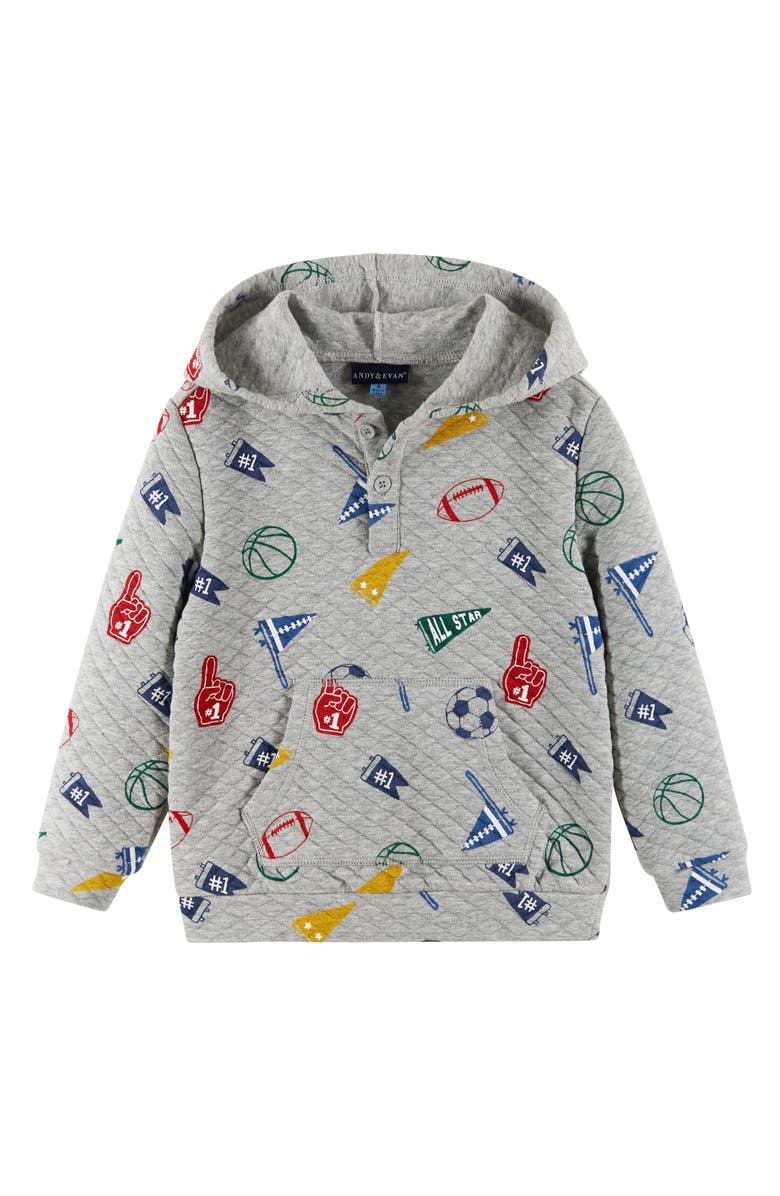 Andy & Evan Kids' Varsity Lounge Hoodie & Joggers Set, Alternate, color, Grey Varsity