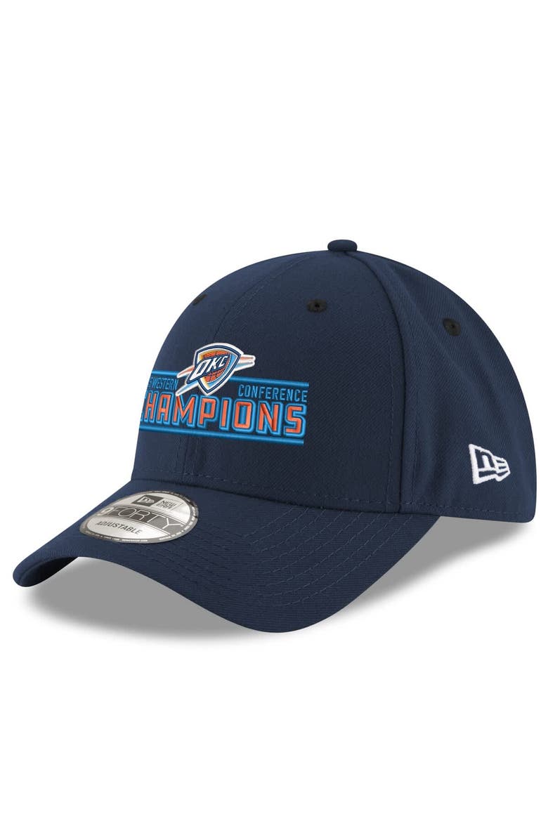 New Era Men's New Era Navy Oklahoma City Thunder 2025 Western Conference Champions 9FORTY Adjustable Hat, Main, color, 