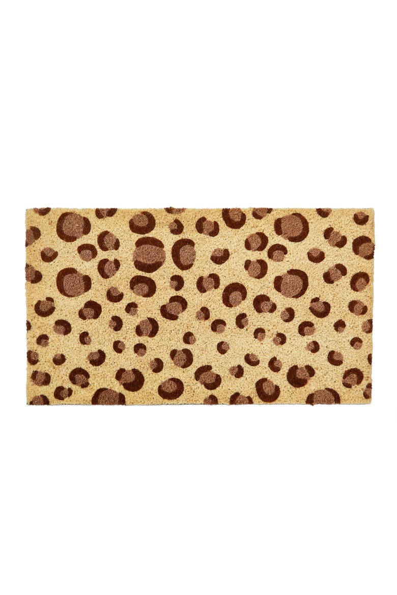 Leopard Print Non-Slip Coir Mat Multi Coir Everyday, Main, color, Brown