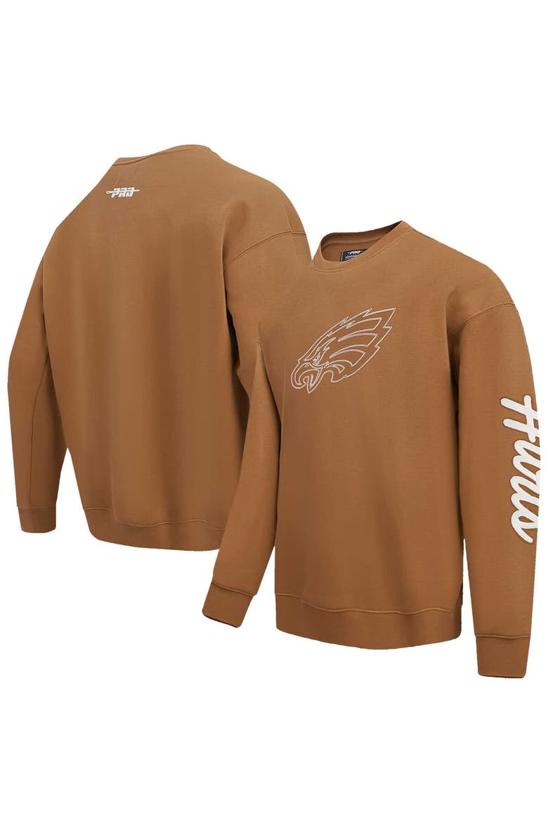 Men's Pro Standard Jalen Hurts Brown Philadelphia Eagles Pullover Crewneck Sweatshirt, Main, color, Brown