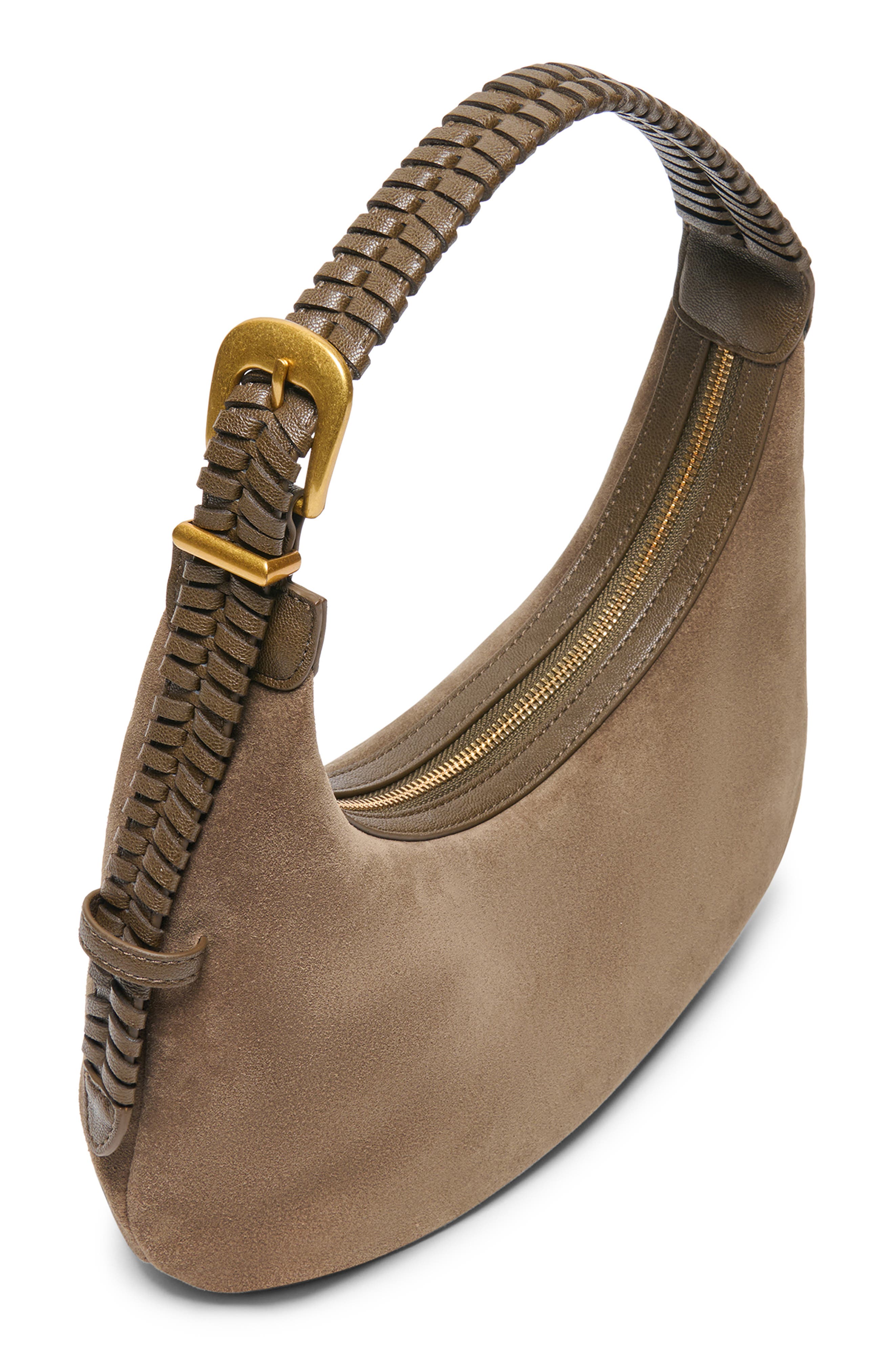 Zamora Suede Shoulder Bag, Alternate, color, DARK TAUPE
