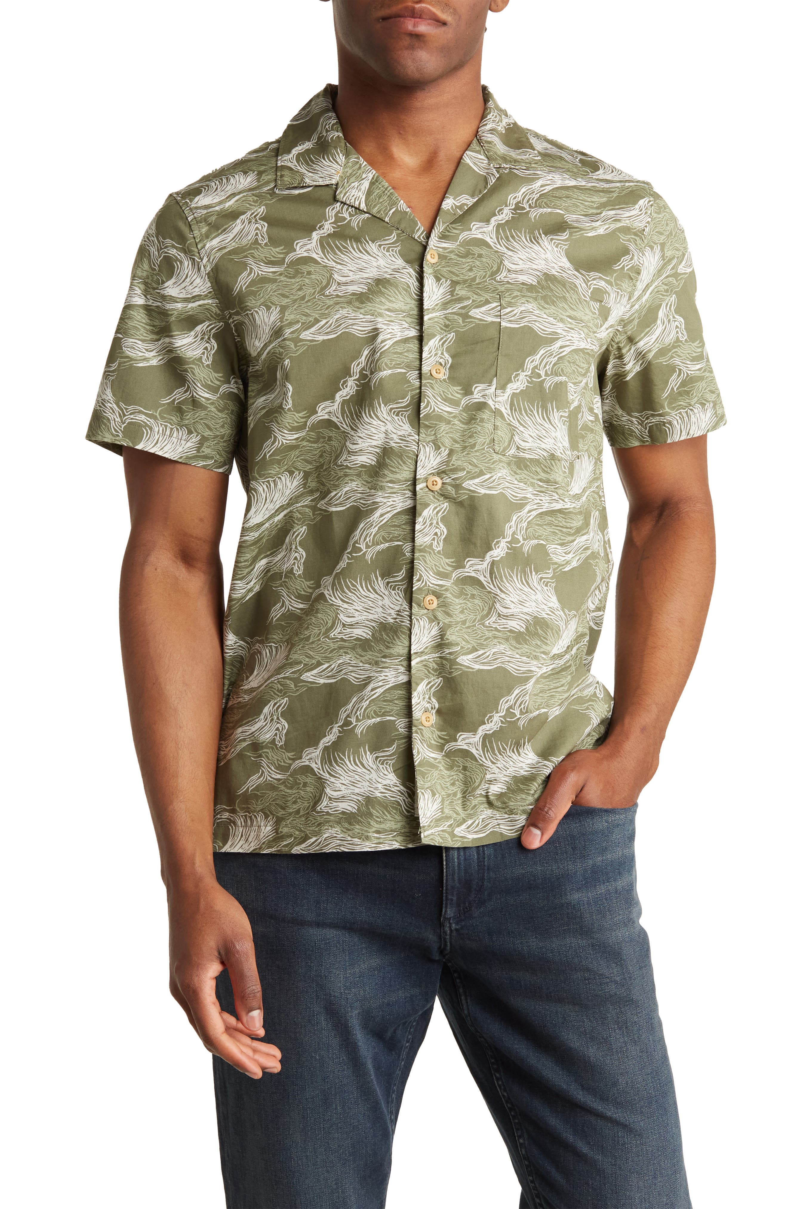 Lucky Brand Short Sleeve Button-Up Club Shirt