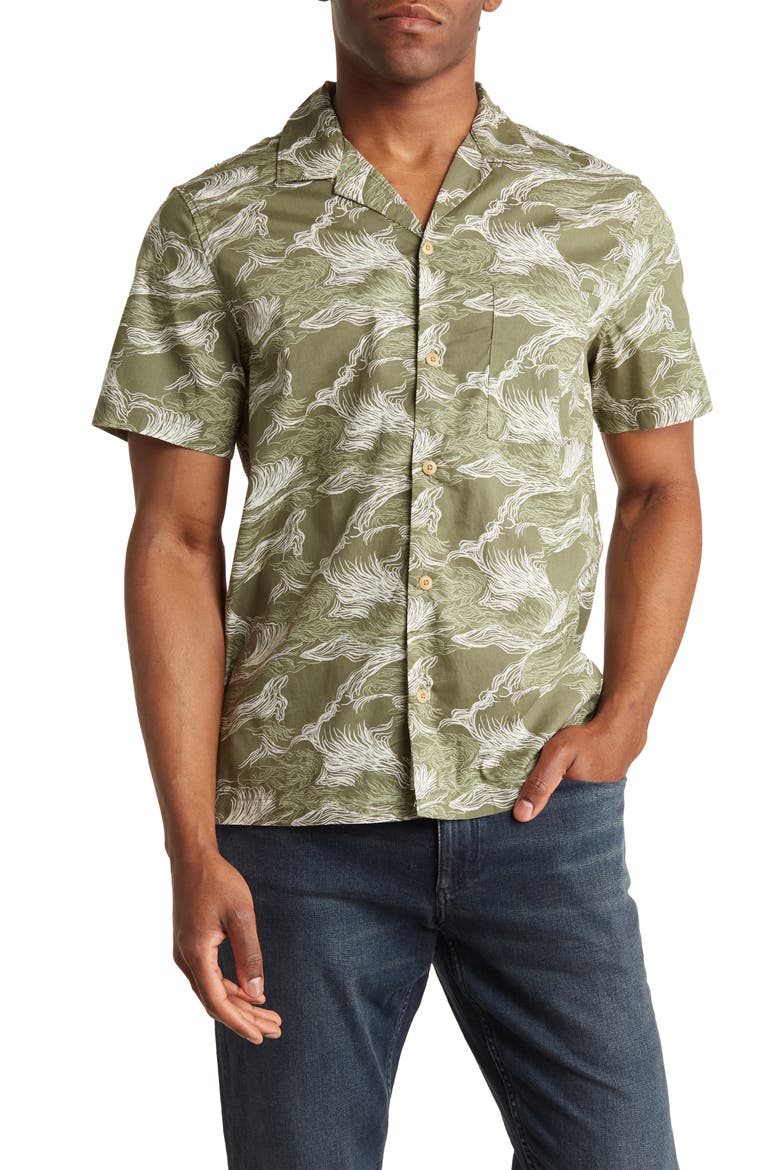 Short Sleeve Button-Up Club Shirt, Main, color, SURF WAVE GREEN