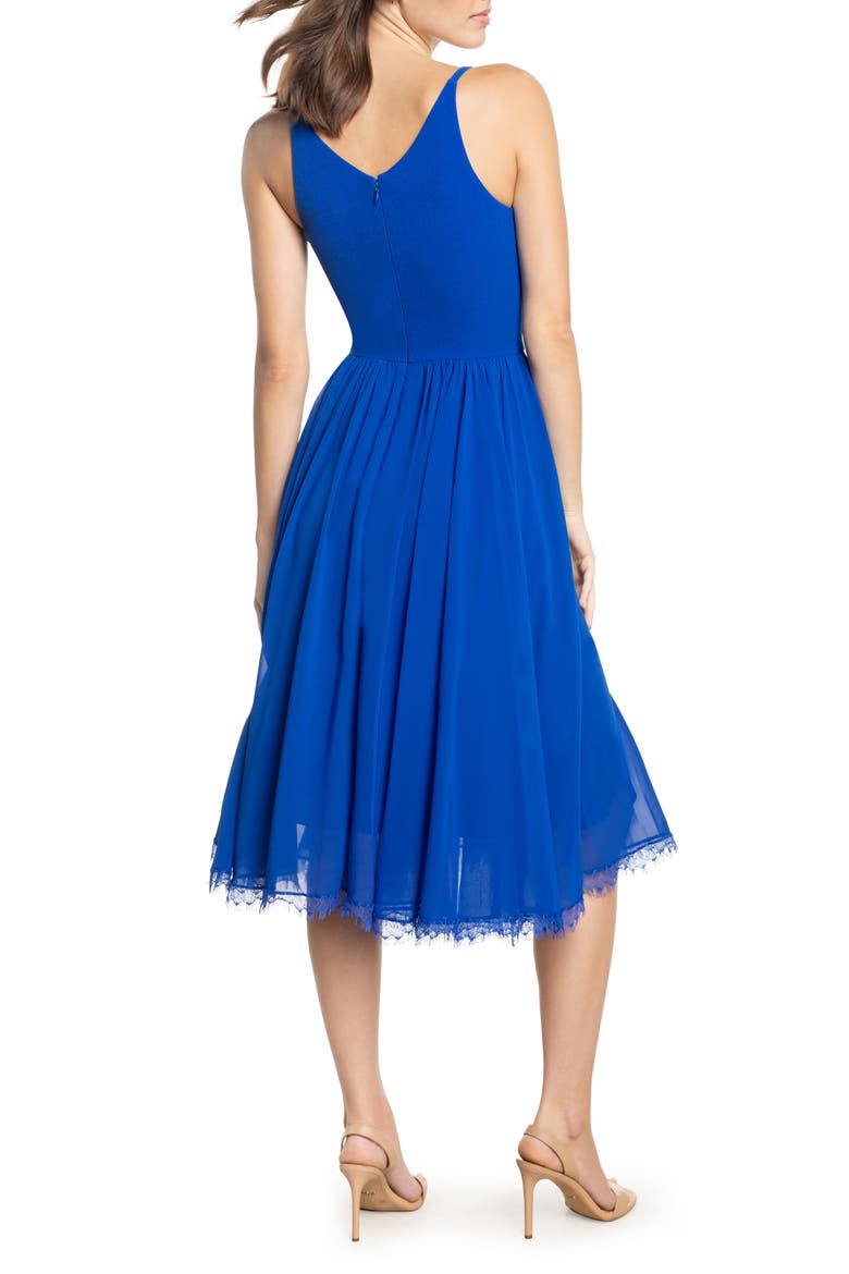 Alicia Mixed Media Midi Dress, Alternate, color, ELECTRIC BLUE