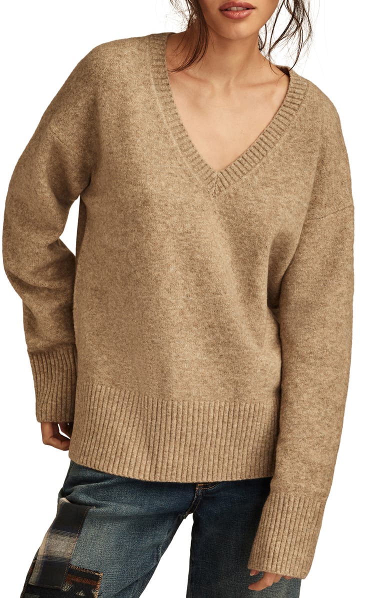 Lucky Brand Cozy V-Neck Sweater, Main, color, 