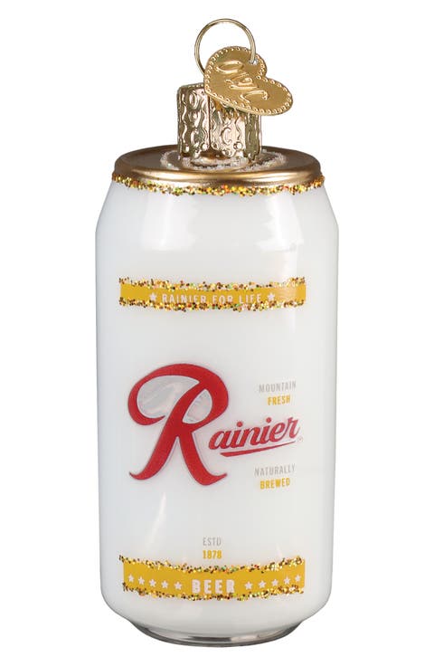 Ranier Beer Can Glass Ornament