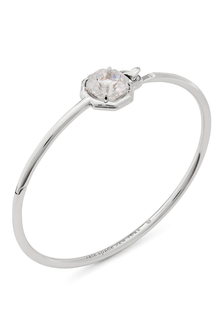 Opulence Octagon Stone Bangle, Main, color, CLEAR/ SILVER