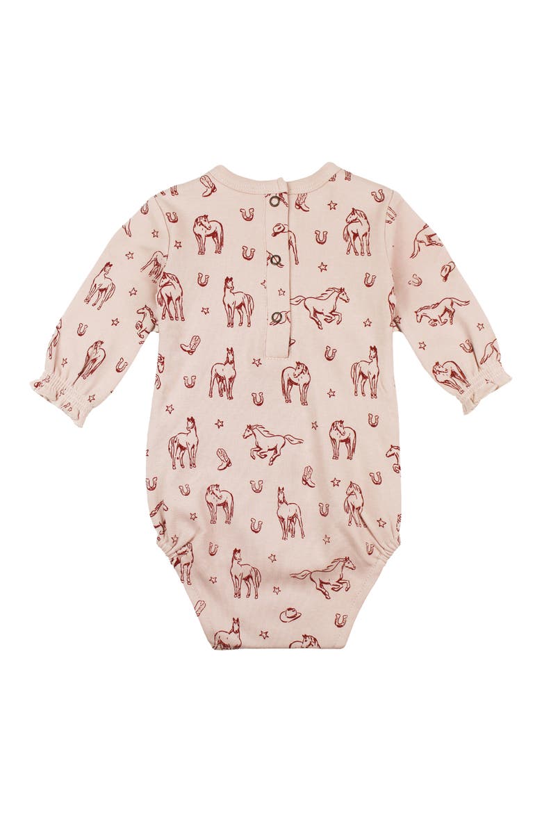 Organic Smocked Bodysuit, Alternate, color, RODEO ROSE