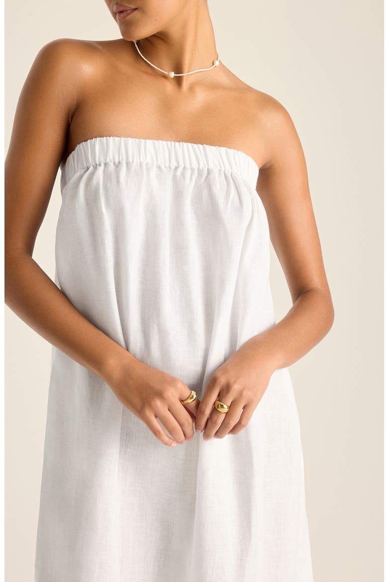 Soleil Strapless Linen Cover-Up Dress, Alternate, color, WHITE