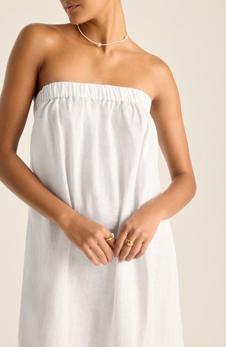 Vitamin A<sup>®</sup> Soleil Strapless Linen Cover-Up Dress, Alternate, color, White