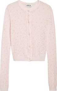 Area Girly Crystal Rib Cotton Cardigan