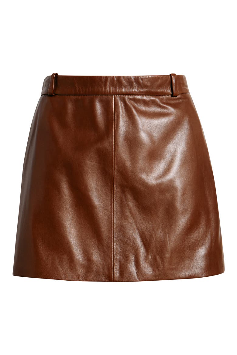 The Leather Miniskirt, Alternate, color, DARK BROWN