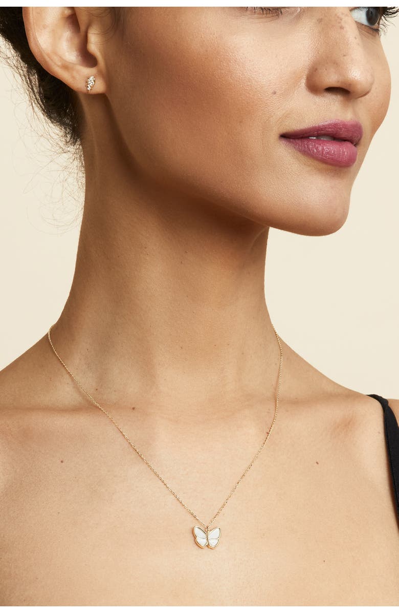 Oradina 14K Gold Flutter By Pendant Charm, Alternate, color, Yellow Gold, Mother Of Pearl