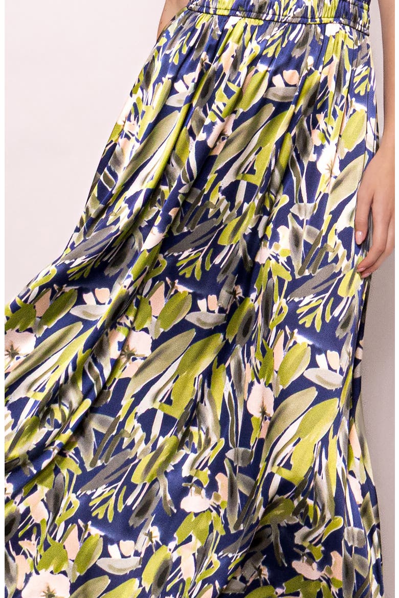 Print Ruffle Sleeveless Maxi Dress, Alternate, color, BLUE GREEN LEAF