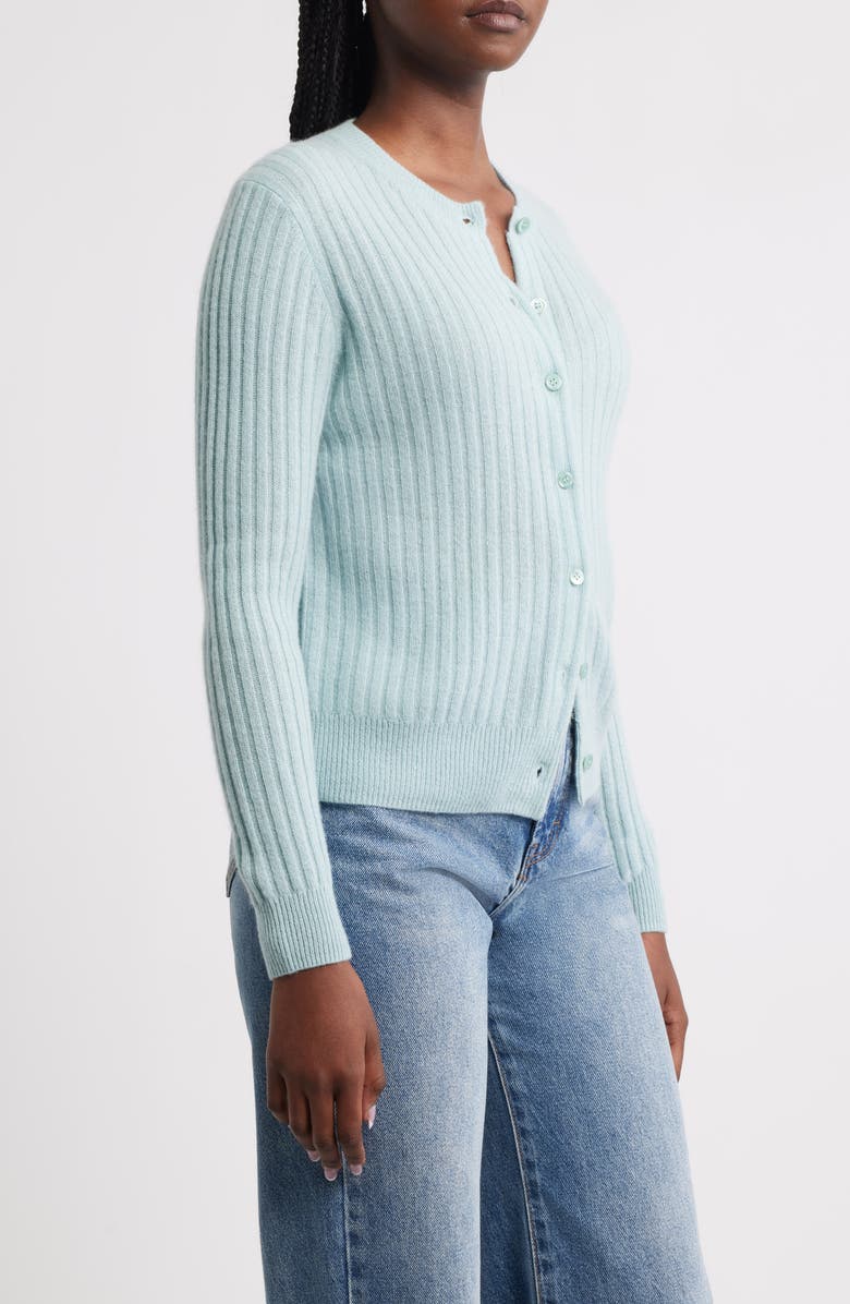 DÔEN Danae Rib Cashmere Cardigan, Alternate, color, Glass Slipper