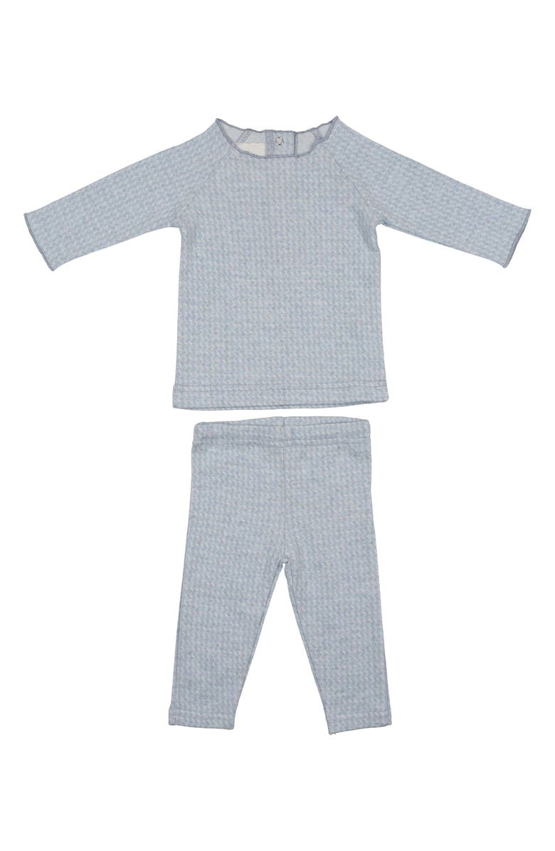 Manière Wave Stripe Cotton Top & Pants Set, Main, color, Sky Blue