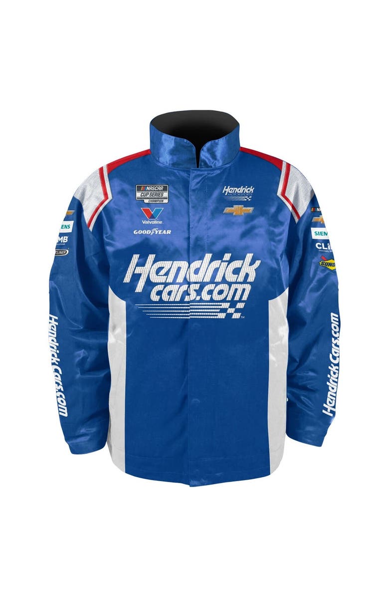 HENDRICK MOTORSPORTS TEAM COLLECTION Men's Hendrick Motorsports Team Collection Blue Kyle Larson Hendrickcars.com Full-Snap Nylon Uniform Jacket, Main, color, Blue