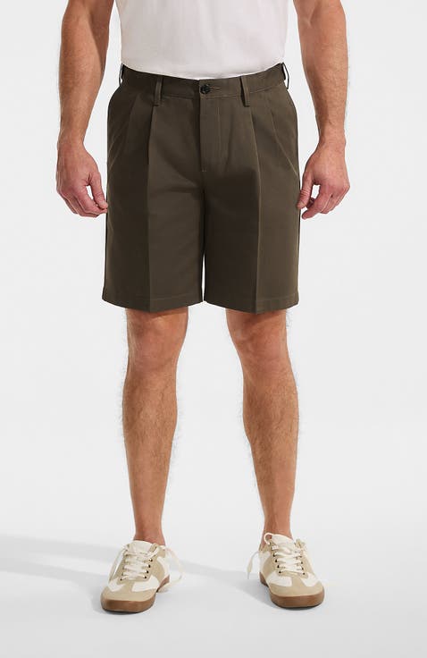 Comfort Waist Pleated 9" No Iron Chino Shorts