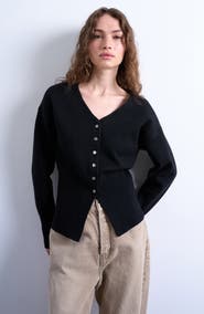 Topshop V-Neck Fitted Waist Cardigan