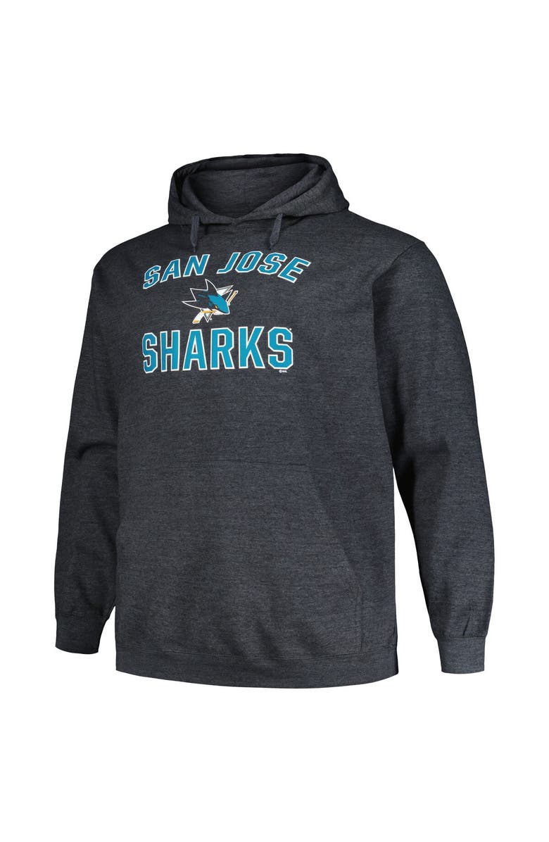 PROFILE Men's Profile Heather Charcoal San Jose Sharks Big & Tall Arch Over Logo Pullover Hoodie, Alternate, color, Heather Charcoal