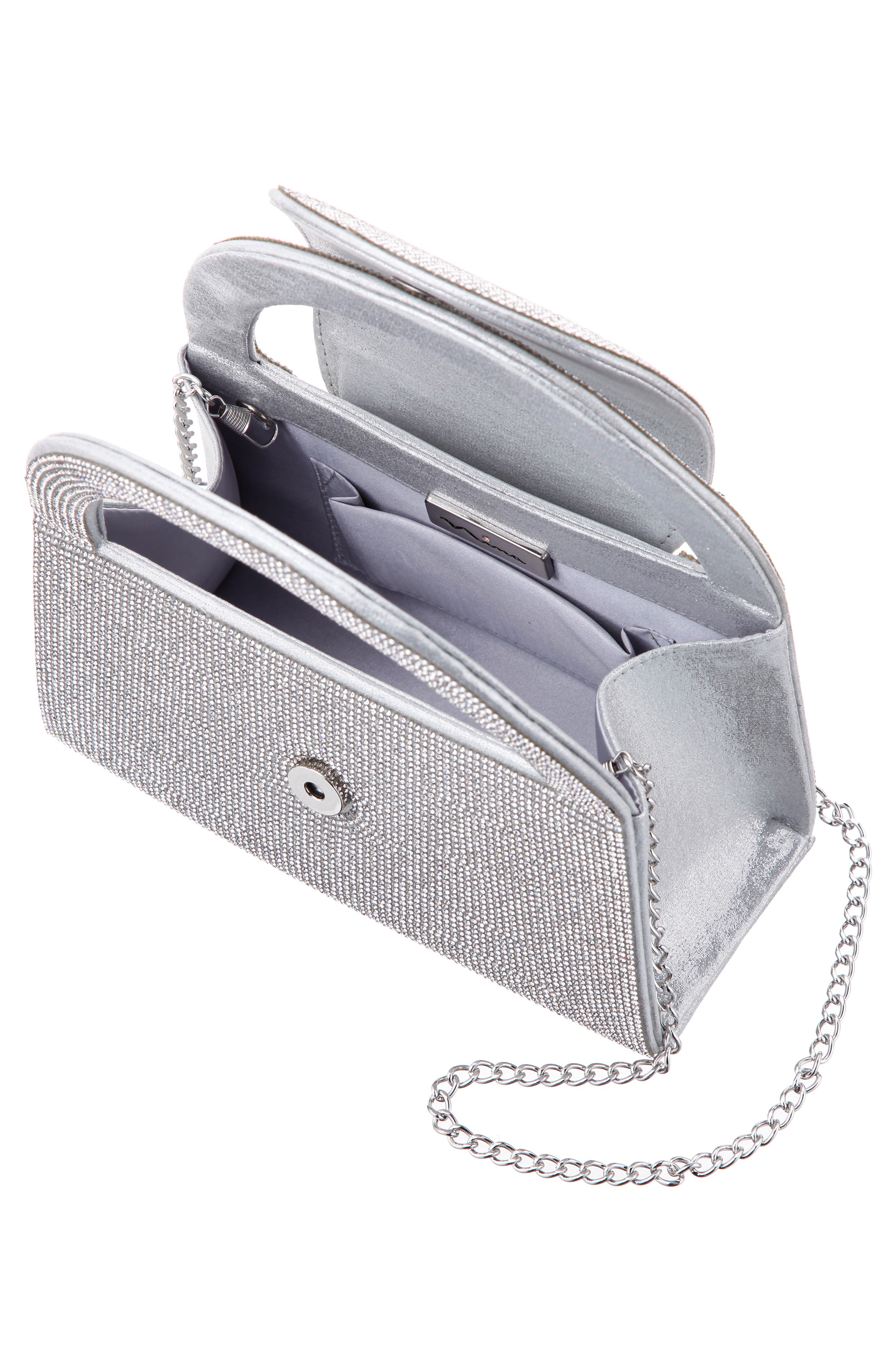 Nina Vixen Crystal Embellished Handbag, Alternate, color, Silver