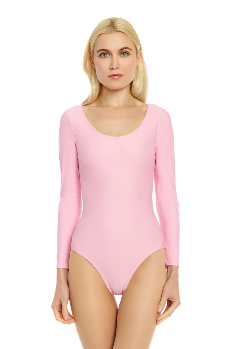 Women's Long Sleeve Leotard, Alternate, color, Pink