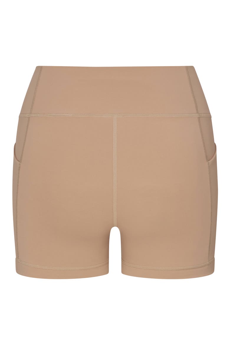 Heather High Waist Pocket Bike Shorts, Alternate, color, SAND