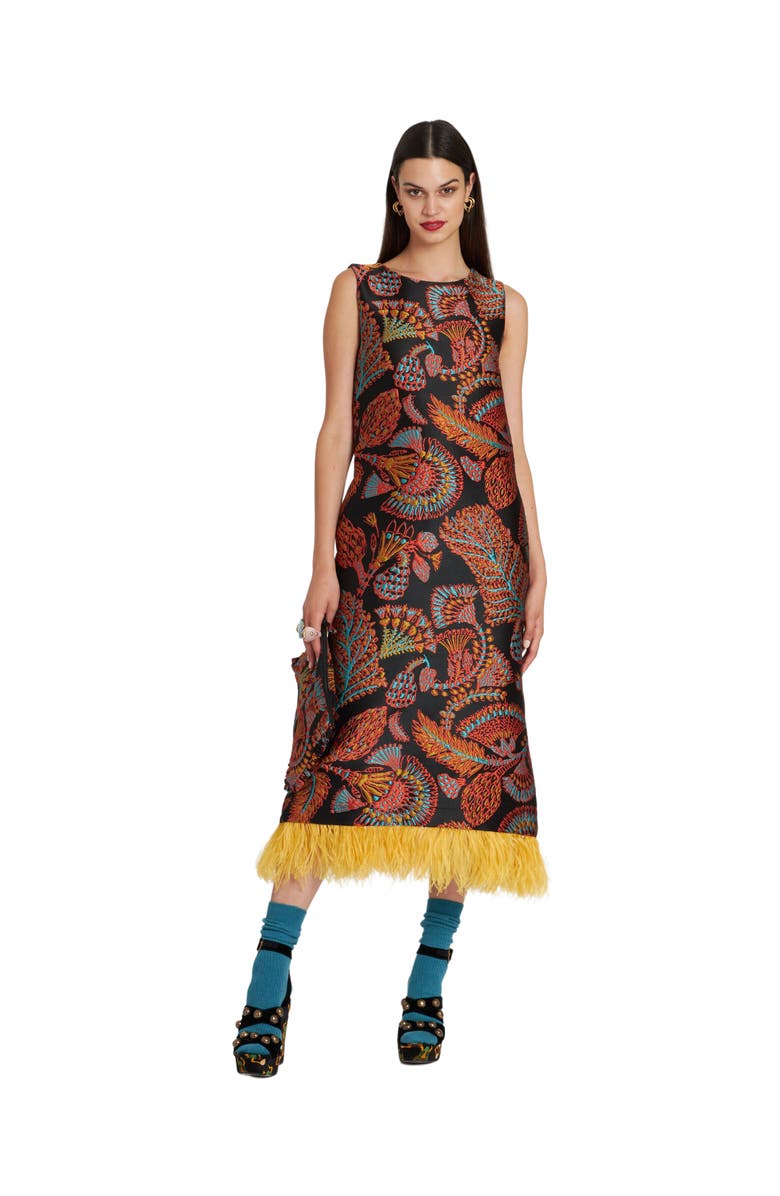 La DoubleJ Column Dress Jacquard Sicomore Black, Main, color, 