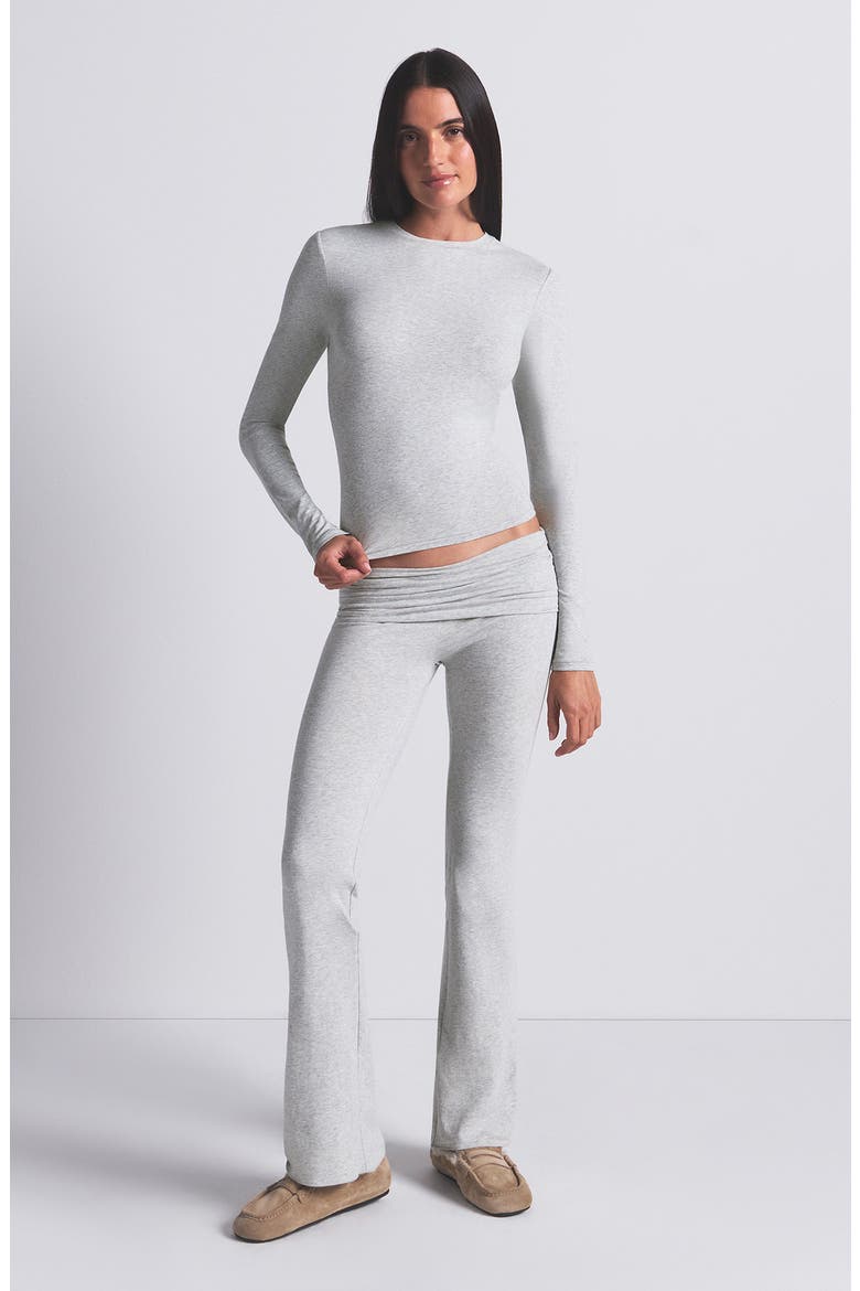 Stretch Cotton Jersey Long Sleeve T-Shirt, Alternate, color, LIGHT HEATHER GREY